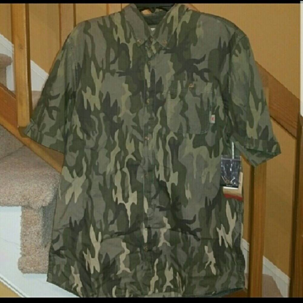 VANS CAMO BUTTON UP SHORT SLEEVE SHIRT